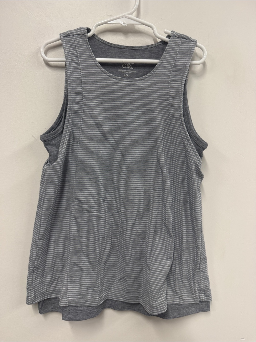 Athleta Girl Gray Striped Scoop Tank Top girls 12